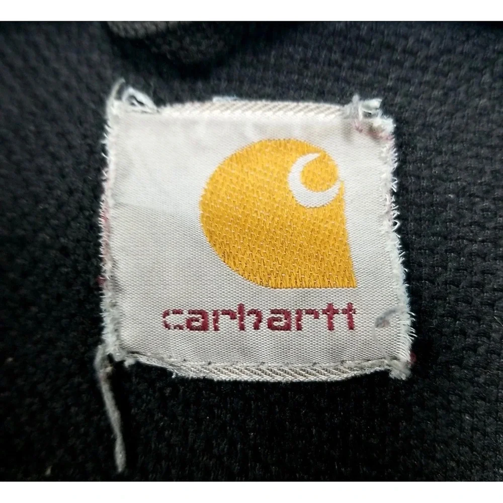 Carhartt Mens Vtg Duck Canvas Thermal Lined Active Jacket Brown Full Zip Hood XL - Picture 4 of 4